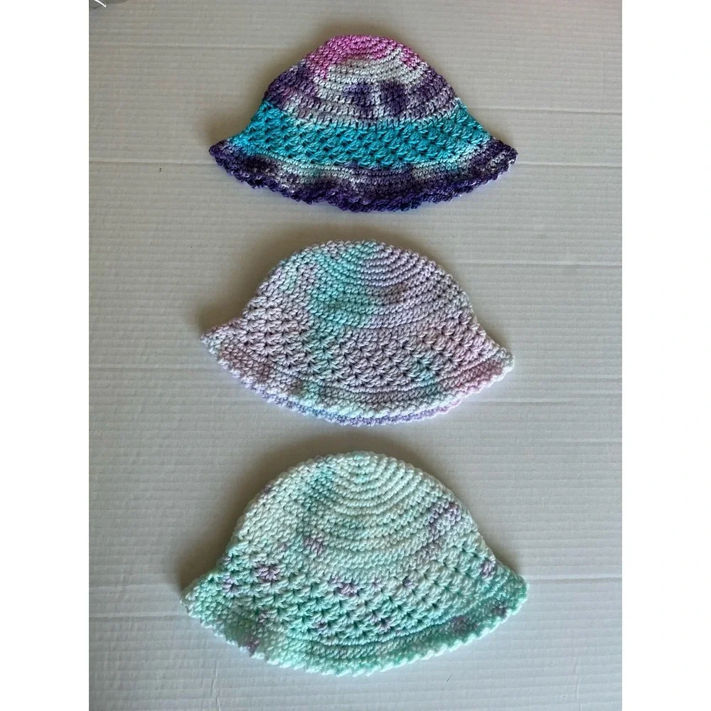 3 Wide Brim‎ Girls Crochet Sun Handmade Beach Sunshade Fisherman Bucket Hats